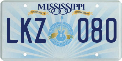 MS license plate LKZ080