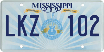 MS license plate LKZ102