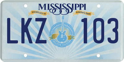 MS license plate LKZ103