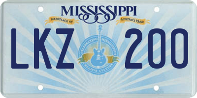 MS license plate LKZ200