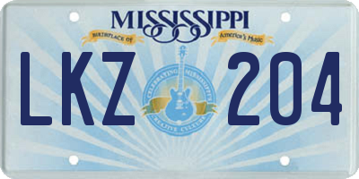 MS license plate LKZ204