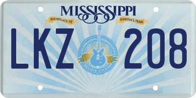 MS license plate LKZ208