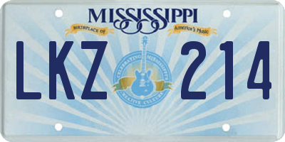MS license plate LKZ214