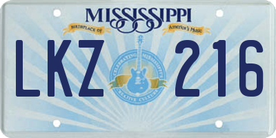 MS license plate LKZ216