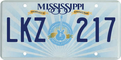 MS license plate LKZ217