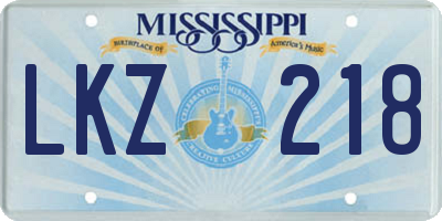 MS license plate LKZ218