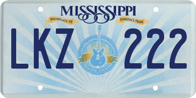 MS license plate LKZ222