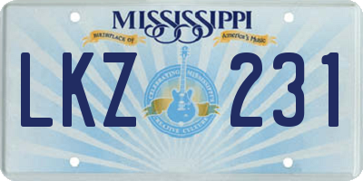 MS license plate LKZ231