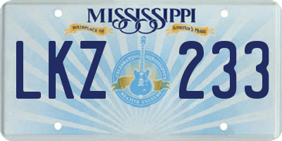 MS license plate LKZ233
