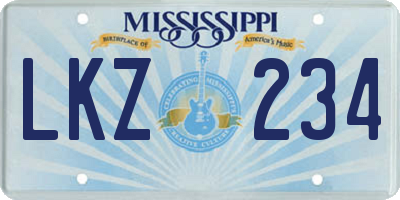 MS license plate LKZ234