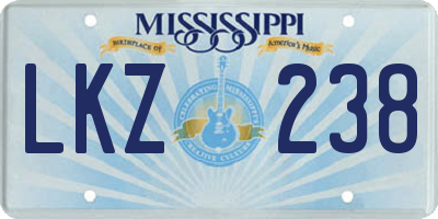MS license plate LKZ238