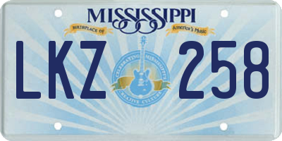 MS license plate LKZ258