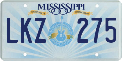MS license plate LKZ275