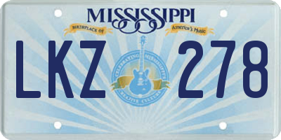 MS license plate LKZ278