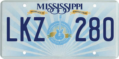 MS license plate LKZ280