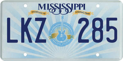 MS license plate LKZ285