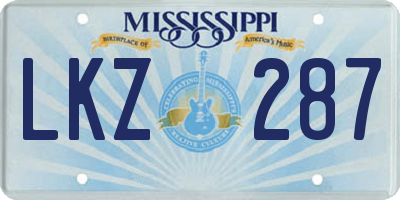 MS license plate LKZ287