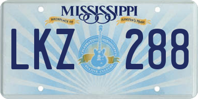 MS license plate LKZ288