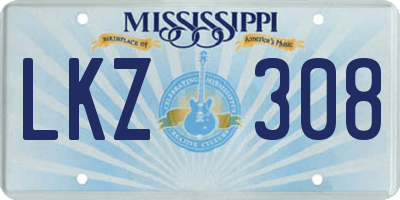 MS license plate LKZ308