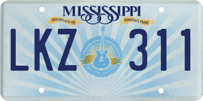 MS license plate LKZ311