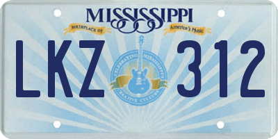 MS license plate LKZ312