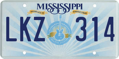 MS license plate LKZ314