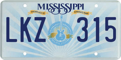 MS license plate LKZ315