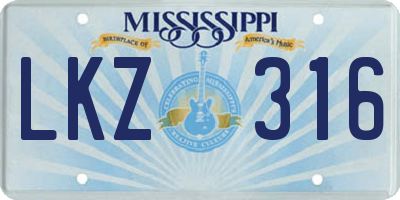 MS license plate LKZ316