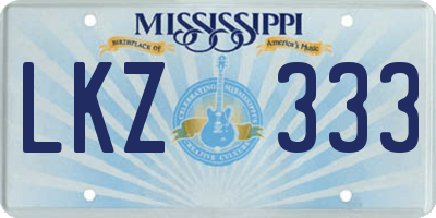 MS license plate LKZ333