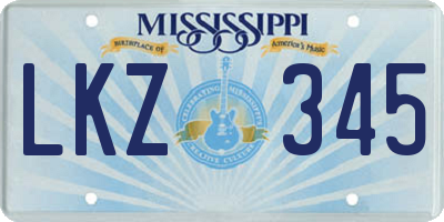 MS license plate LKZ345