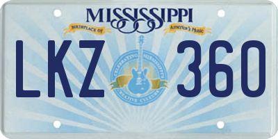 MS license plate LKZ360