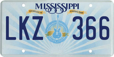 MS license plate LKZ366