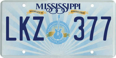 MS license plate LKZ377