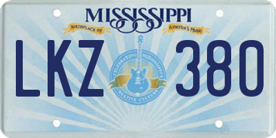 MS license plate LKZ380