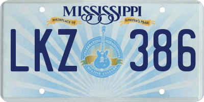 MS license plate LKZ386