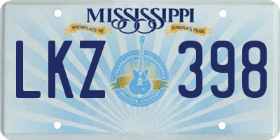MS license plate LKZ398