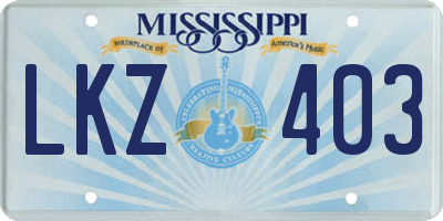 MS license plate LKZ403