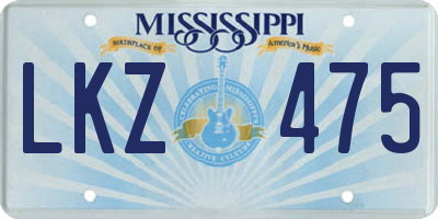 MS license plate LKZ475