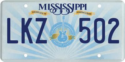 MS license plate LKZ502