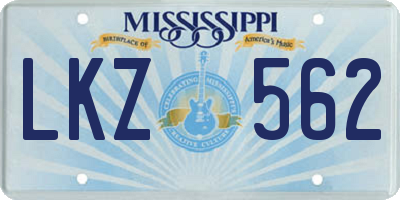 MS license plate LKZ562