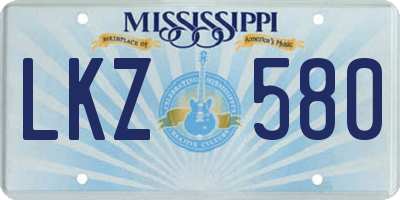 MS license plate LKZ580