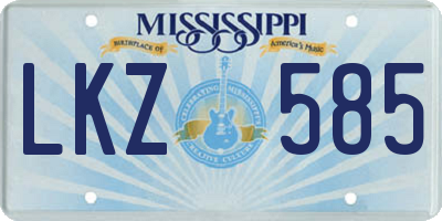 MS license plate LKZ585