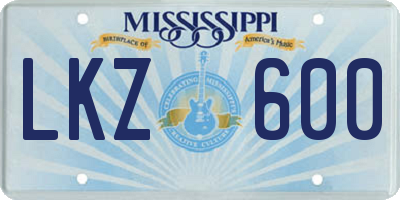 MS license plate LKZ600