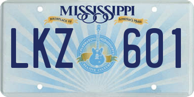 MS license plate LKZ601
