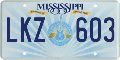 MS license plate LKZ603