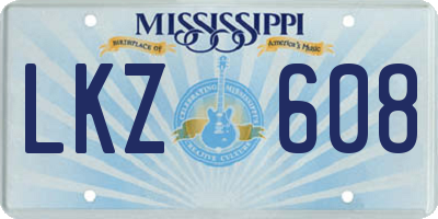 MS license plate LKZ608