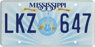 MS license plate LKZ647