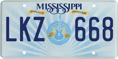 MS license plate LKZ668
