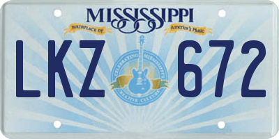 MS license plate LKZ672