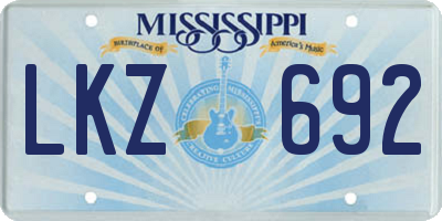 MS license plate LKZ692